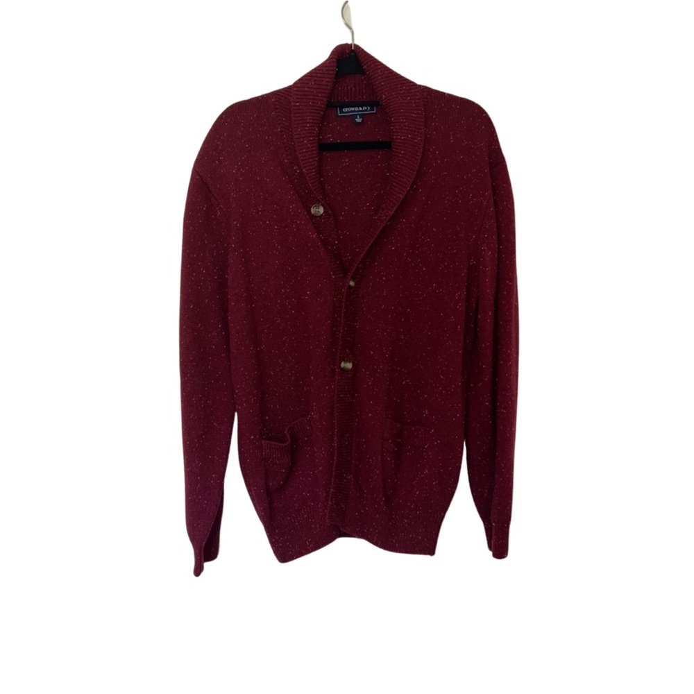 Crown & Ivy Red Cardigan Sweater Classic Knit V-Neck​